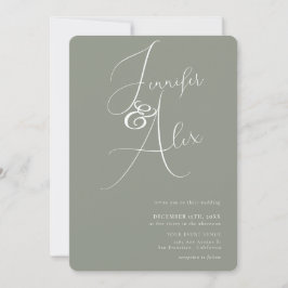 Convite Simple Script Minimalist Photo Collage Wedding
