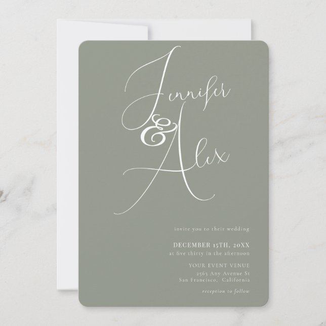Convite Simple Script Minimalist Photo Collage Wedding  (Frente)