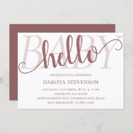 Convite Simple Taupe Hello Baby | Script Mauve Rosa do Des