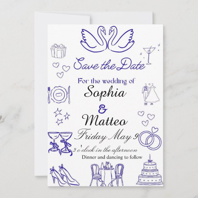 Convite Simple wedding with graphics  (Frente)