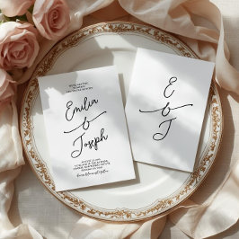 Convite Simple Whimsical Handwritten Wedding Photo