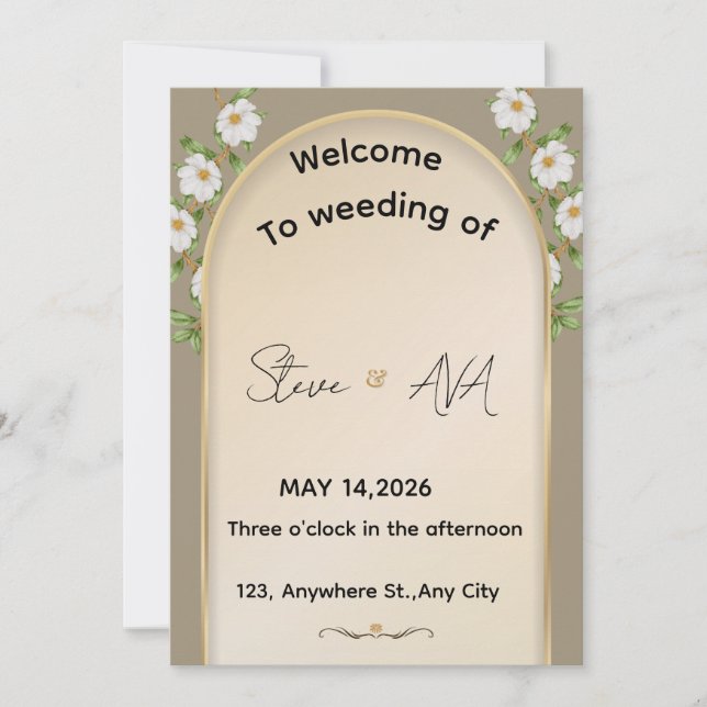 Convite Simple White Wedding Invitation (Frente)