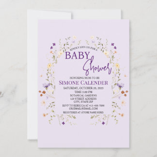 Convite Simple Wildflower Floral Baby Shower Invitation