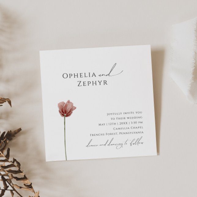 Convite Simple Wildflower | Square Wedding (Criador carregado)