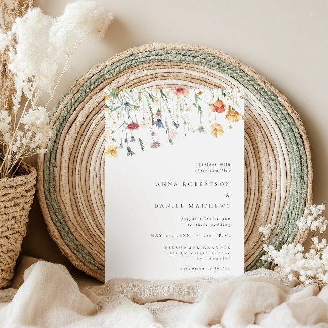 Convite Simple Wildflower Wedding Invitation (Criador carregado)
