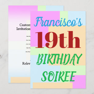 Convite Simples "19º ANIVERSÁRIO SOIREE"