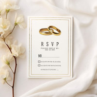 Simples anéis de RSVP elegantes branco e dourado