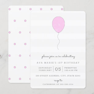 Convite Simples Aniversário Balão Roxo Shabby Chic