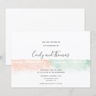 Convite Simples Apricot Moderno e Barra de Cores de Água 