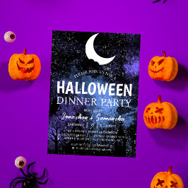 Convite Simples Bats Night Full Moon Halloween Festa Jante