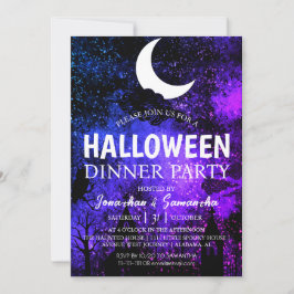 Convite Simples Bats Night Full Moon Halloween Festa Jante