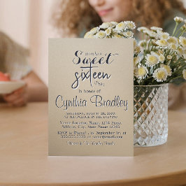 Convite Simples Beige Doce Dezesseis Festas de aniversário