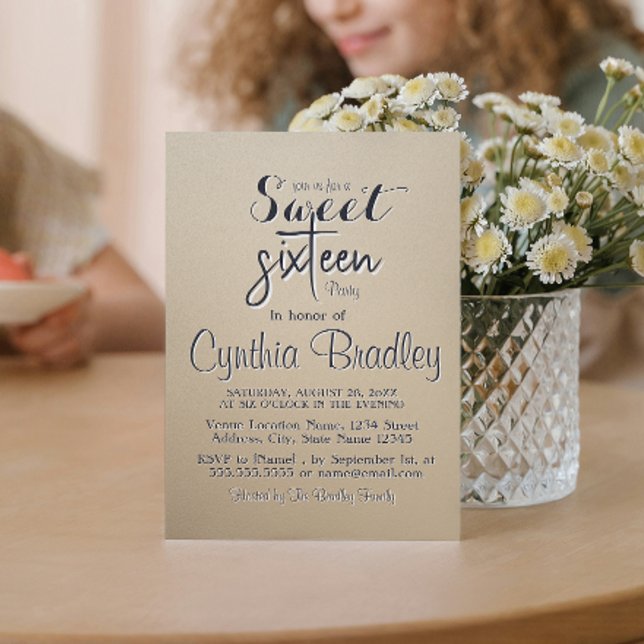Convite Simples Beige Doce Dezesseis Festas de aniversário (Criador carregado)