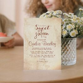Convite simples Beige Doce Dezesseis Festas de aniversário