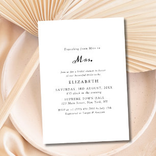 Convite Simples Black and White Miss à Sra. Chá de panela