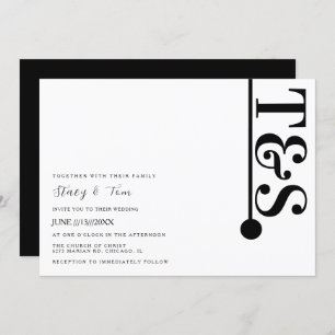 Convite Simples Black White Typografia Line Logo Weding