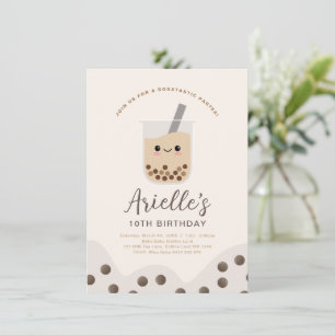 Convite Simples Boba Bubble Milk Tea Birthday