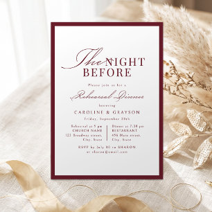 Convite Simples Burgundy Script Gracioso Na Noite Anterior