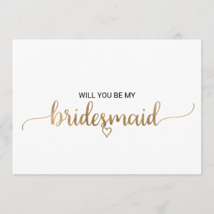 Convite Simples caligrafia Dourada Proposta de Bridesmaid