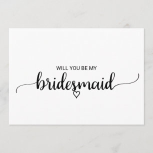 Convite Simples caligrafia negra Proposta de Bridesmaid