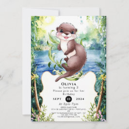 Convite Simples Calm Otter Birthday
