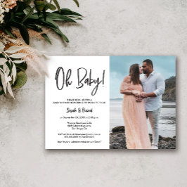Convite Simples Casal de Foto Moderna Oh Chá Bebê