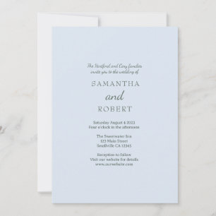 Convite Simples Casamento Azul Verde Romântico