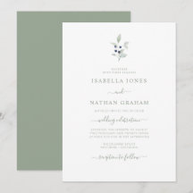 Simples Casamento Botânico em Aquarela Azul Escuro