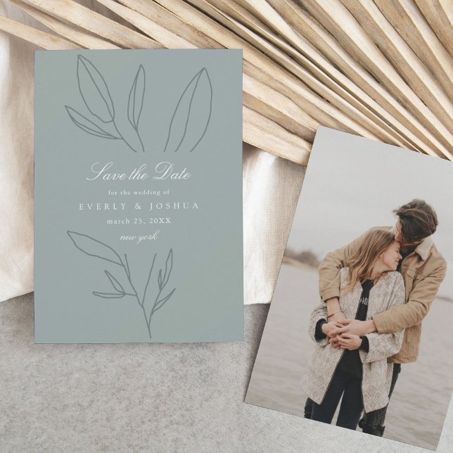 Convite Simples Casamento Botânico Verde Salve a Data (Criador carregado)