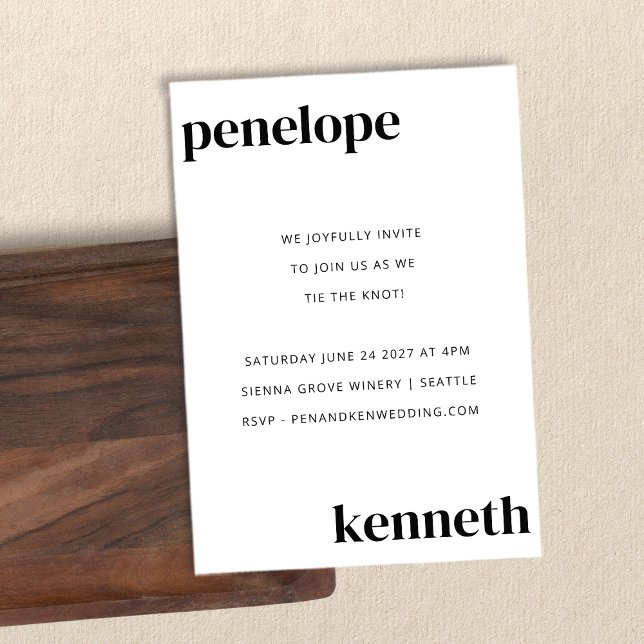 Convite Simples Casamento Branca Branca Moderno De Bicho T (Criador carregado)