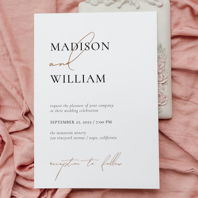 Convite Simples Casamento Branco Branco Moderno Minimalist (Criador carregado)