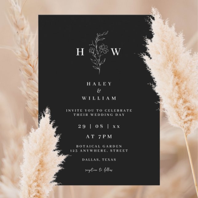 Convite Simples Casamento Branco Simples De Script Minimal (Criador carregado)