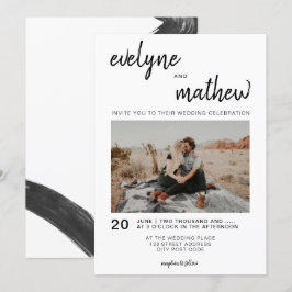Convite Simples casamento casual de fotos brancas pretas