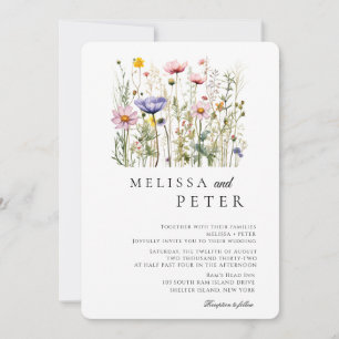 Convite Simples Casamento de Flores Silvestres