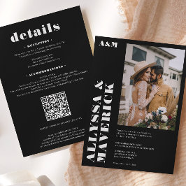 Convite Simples casamento de fotos brancas e negras Elegan