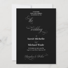 Convite Simples Casamento de Letra de Caligrafia Elegante