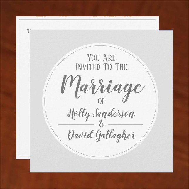 Convite Simples Casamento Dia Cinza Prata & Branco (Criador carregado)