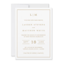 Simples Casamento Dourado Monograma Elegante