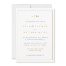 Simples Casamento Dourado Monograma Elegante