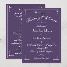 Convite Simples Casamento Dusty Purple Clássico Tudo Em Um