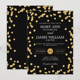 Convite Simples Casamento Elegante Dourado Glitter Confett