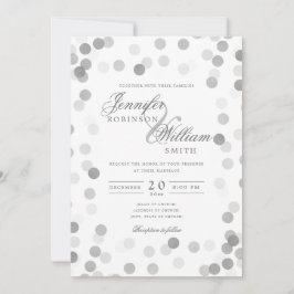 Convite Simples Casamento Elegante Silver Confetti