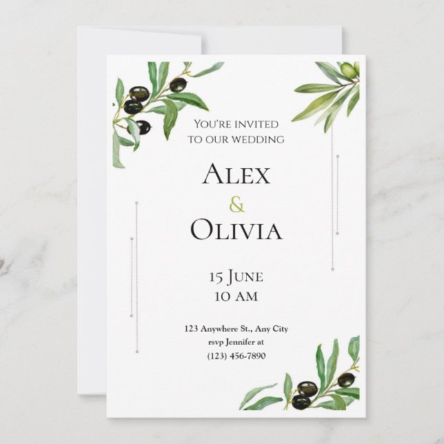 Convite Simples Casamento Minimalista Moderno de Eucalipto (Frente)
