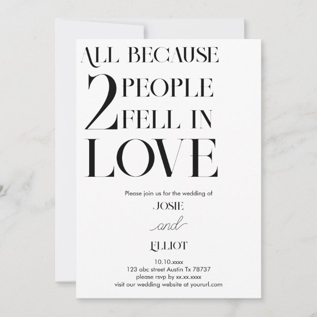 Convite Simples casamento Moderno Escuro e Claro (Frente)