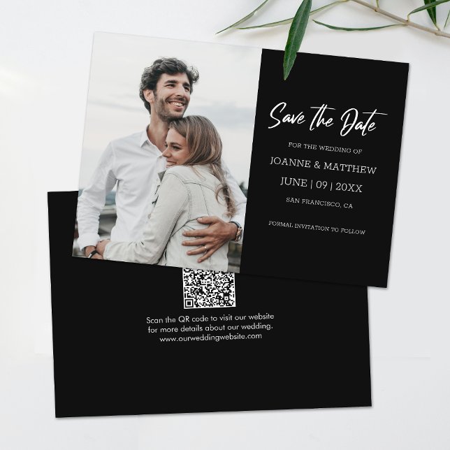 Convite Simples Casamento Moderno Salve O Código QR de Dat (Save time and reduce wedding planning stress with this QR code Save the Date card.)
