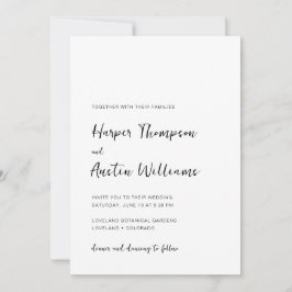 Convite Simples Casamento Preto E Branco De Script Moderno