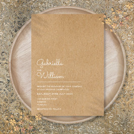 Convite Simples Casamento Rústico Kraft Escrito à Mão