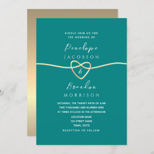 Convite Simples Casamento Teal