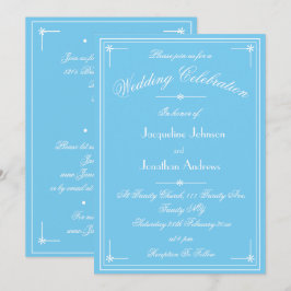 Convite Simples Casamento Tudo Em Um Aqua Azul Clássico