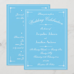 Convite Simples Casamento Tudo Em Um Aqua Azul Clássico